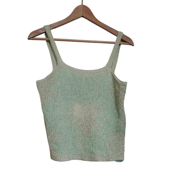 NKN Nekane Ujain Palm Tree Knit Tank Top Water Green Sand Peach Small NWT - Picture 5 of 11